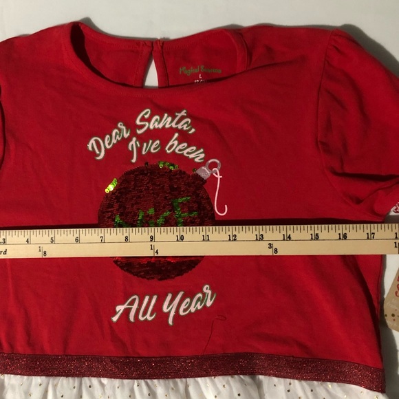 NWT Magical Season Christmas dress girls nice |naughty. Red white green. L 12/14 - Picture 8 of 11